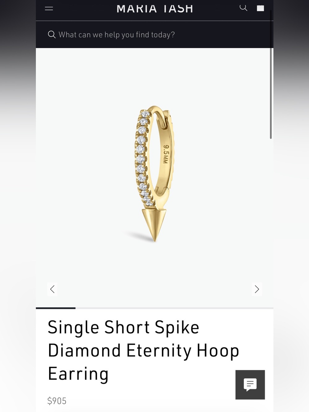 Maria Tash Short Spike Diamond Eternity Hoop Earring | 18K Yellow Gold | 9.5mm